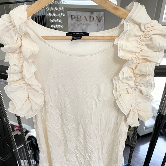 Pink Tartan Ruffle Shirt Size L - Picture 1 of 2